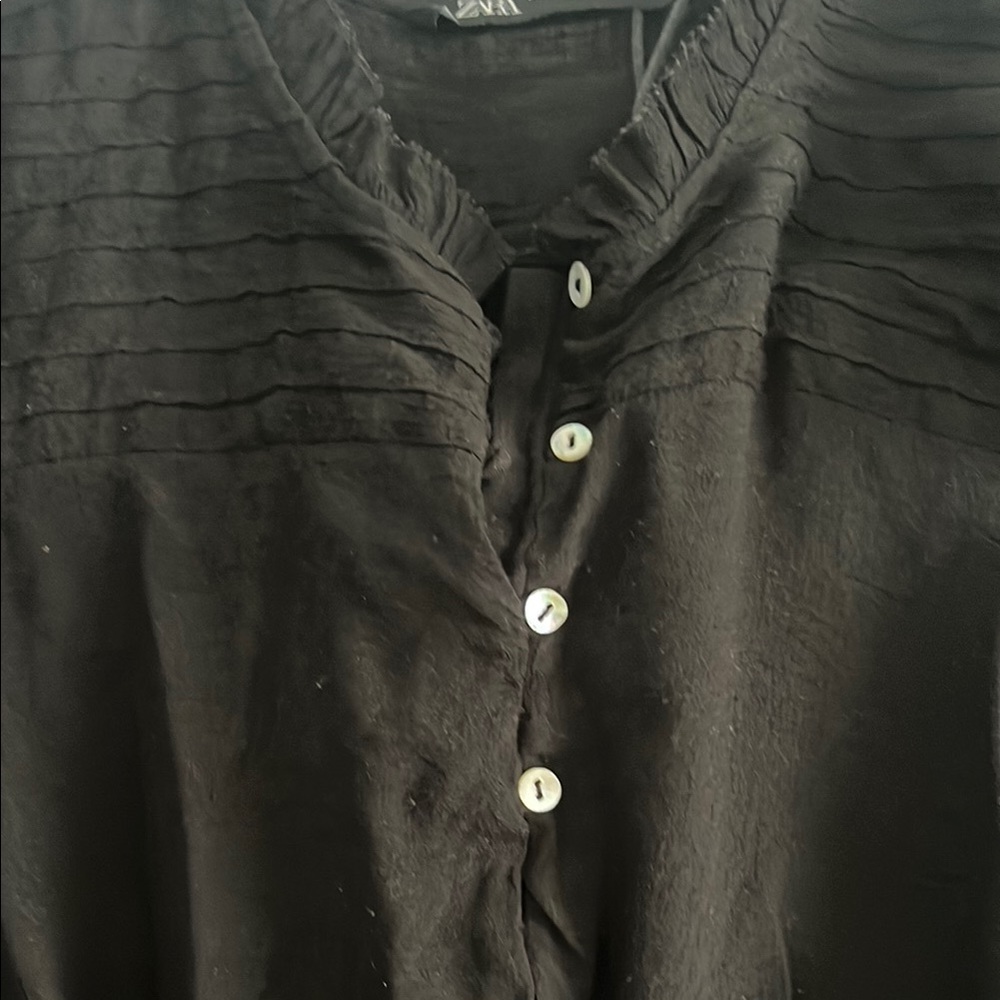 Black Ruffled Women's Top - Picture 2 of 7